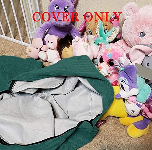Stuffed Animal Storage Bean Bag Chair Cover (No Filler) for Kids and Adults.Soft Premium Corduroy Stuffable Beanbag for Organizing Children Plush Toys or Memory Foam Small 100L (Green)