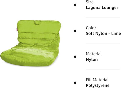 Posh Creations Structured Comfy Seat for Bedrooms and Dorm Rooms, Large Bean Bag Chair, Laguna Lounger, Lime