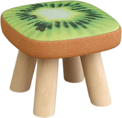 Solid Wood Stool Home Square Low Stool Cute Children's Sofa Stool Chair Fashion Cartoon Creative Small Stool for Kids and Adult, Changing Stool Solid Wood Coffee Table Stool, Bear 330lb (Kiwi)