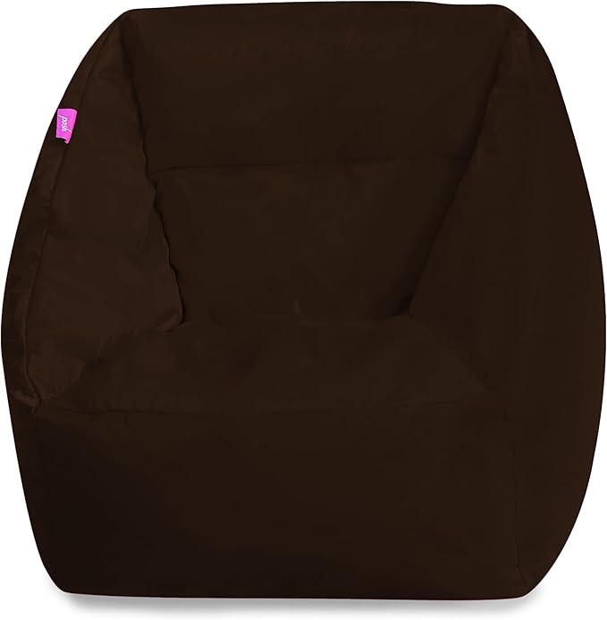 Posh Creations Structured Comfy Bean Bag Chair for Gaming, Reading, and Watching TV, Coronado Chair, Microsuede - Chocolate