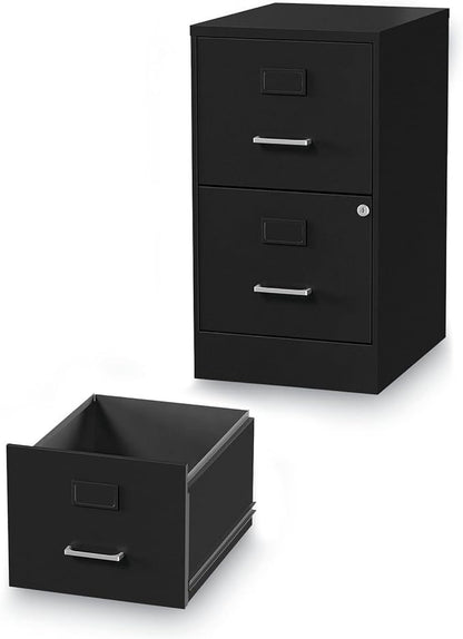 Alera 2806262 14 in. x 18 in. x 24.1 in. Soho 2-Drawer Vertical Letter File Cabinet - Black