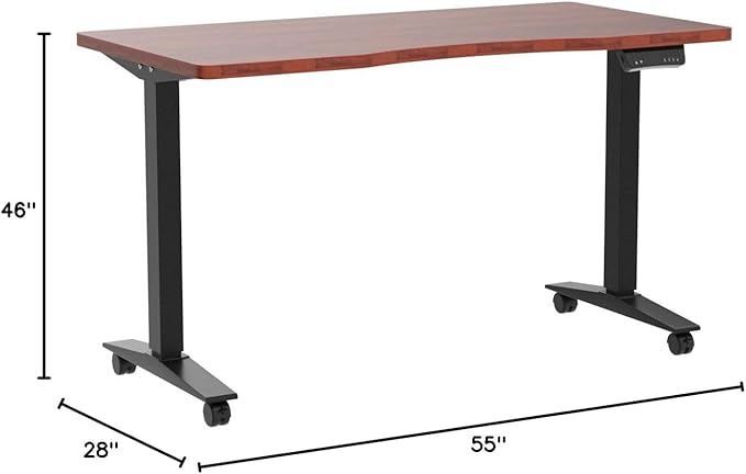 Monomi Height Adjustable Electric Standing Desk, 55 x 28 Inches Stand up Desk, Sit Stand Home Office Computer Desk(Black Frame+Cherry Top)