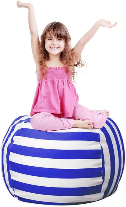 Stuffed Animal Storage Bean Bag Chair Cover for Kids Room, Stuffed Animals Storage Organizer Boys and Girls Plush Toy—Deep Blue