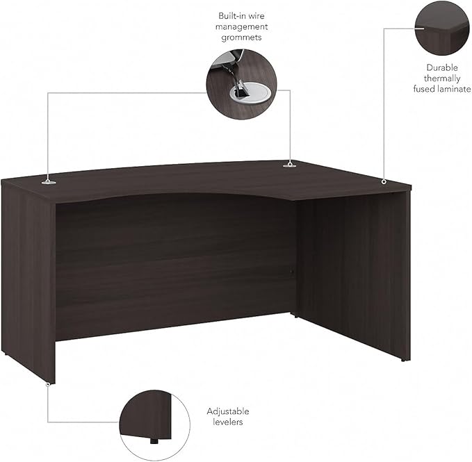 Bush Business Furniture Studio C 60W x 43D Right Hand L-Bow Desk Shell in Storm Gray