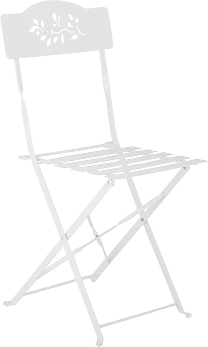 Alpine Corporation Indoor/Outdoor 3-Piece Bistro Set Folding Table and Chairs Patio Seating, White