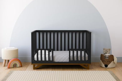 Storkcraft Santa Monica 5-in-1 Convertible Crib (Black with Vintage Driftwood) – GREENGUARD Gold Certified, Modern Design, Two-Tone Baby Crib, Converts to Toddler Bed, Daybed and Full-Size Bed