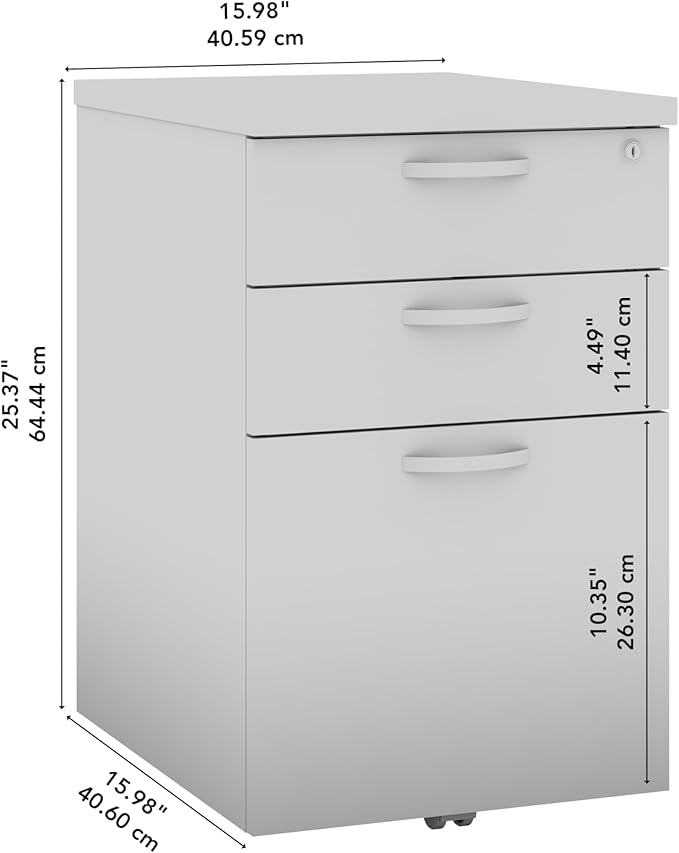 Bush Business Furniture Office in an Hour 3 Rolling File Cabinet | Mobile Under Desk Drawers for Letter, Legal, and A4-size Document Storage, Mocha Cherry