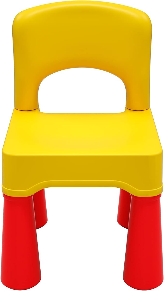 burgkidz Plastic Toddler Chair, Durable and Lightweight, 9.3" Height Seat, Indoor or Outdoor Use for Boys Girls for 18+ Months (Yellow)
