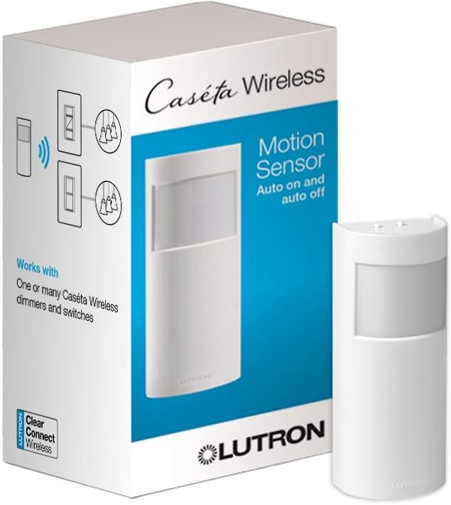 Lutron PD-OSENS-WH Caseta Smart Lighting Auto On and Off Motion Sensor, for Dimmers, Switches, and Fans Controls, No Wires Required, White