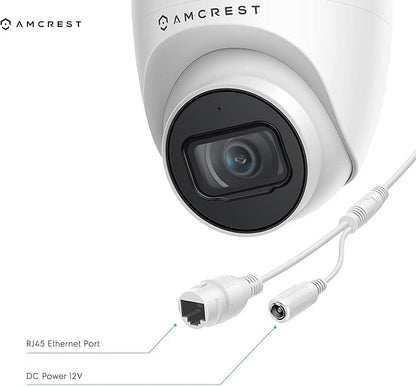 Amcrest 5MP POE Security Camera System Outdoor, 8CH POE NVR, 4pcs 5MP Turret POE Cameras, IP67 Metal Turret POE IP Cameras, Built in Mic, Pre-Installed 2TB Hard Drive, NV4108E-IP5M-T1179EW4-2TB