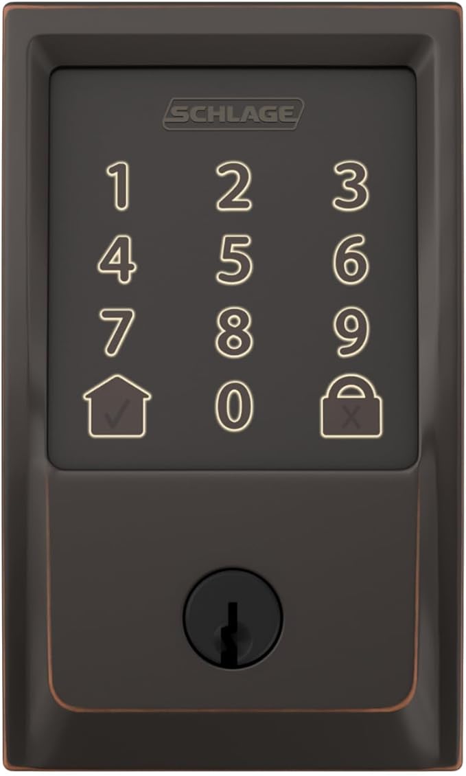 SCHLAGE BE489WB CEN 716 Encode Deadbolt Smart Lock | WiFi Touchscreen Keypad, Aged Bronze
