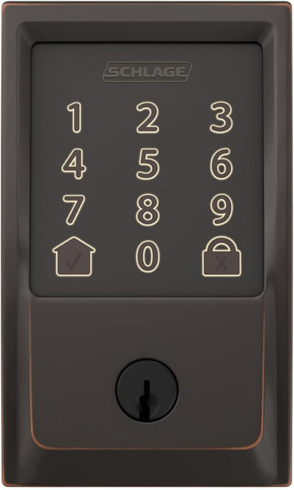 SCHLAGE BE489WB CEN 716 Encode Deadbolt Smart Lock | WiFi Touchscreen Keypad, Aged Bronze