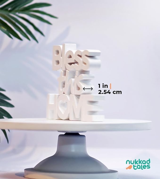 Bless This Home – White, Aesthetic table decor for home or office, desk or Shelf. Quirky room decoration showpiece, ideal for birthday gift, corporate gift, and inspiring wall decor