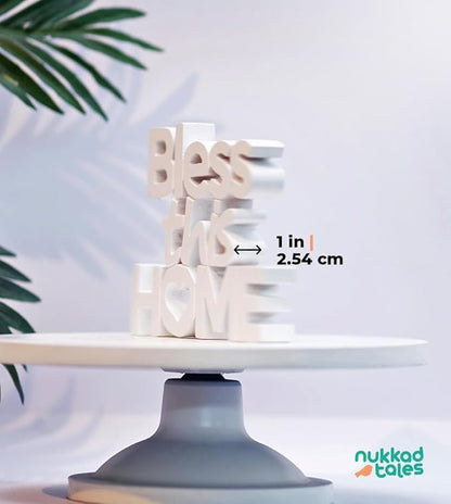 Bless This Home – White, Aesthetic table decor for home or office, desk or Shelf. Quirky room decoration showpiece, ideal for birthday gift, corporate gift, and inspiring wall decor