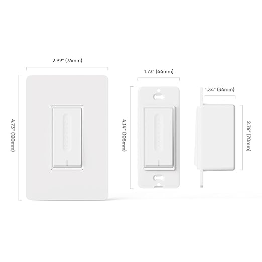 TREATLIFE Smart Dimmer Switch 4 Pack, Smart Switch Works with Alexa and Google Home, 2.4GHz WiFi Dimmer Light Switch for LED, CFL, Incandescent Bulbs, Neutral Wire Required, Single Pole