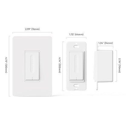 TREATLIFE Smart Dimmer Switch 4 Pack, Smart Switch Works with Alexa and Google Home, 2.4GHz WiFi Dimmer Light Switch for LED, CFL, Incandescent Bulbs, Neutral Wire Required, Single Pole
