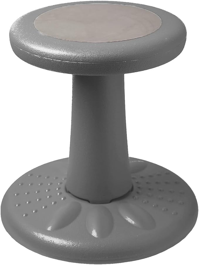 Studico ActiveChairs Kids Wobble Stool, Flexible Classroom Seating improves Focus, Posture & helps ADHD/ADD. Get The Wiggles out Active Fidget Chairs, Preschool | Elementary 14" Chair, Ages 3-7, Gray