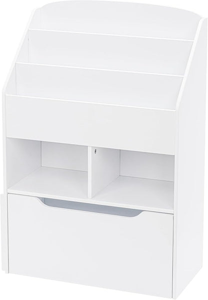 UTEX Bookshelf for Kids, Wooden Book Display, Kids Bookshelf and Toy Storage, Children Book Rack Bookcase Toybox Combo for Bedroom & Nursery, White