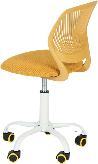 FurnitureR Writing Task Chair for Teens Boys Girls 360 Rolling Wheels Fabric Soft Pad Seat Breathable Backrest, Height Adjustable Liftup 29.5"-34.3", Lime Yellow