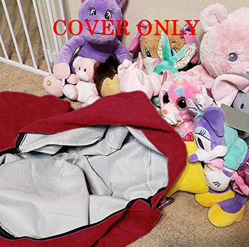 Stuffed Animal Storage Bean Bag Chair Cover (No Beans) for Kids and Adults.Soft Premium Corduroy Stuffable Beanbag for Organizing Children Plush Toys or Memory Foam Small 100L (WineRed)
