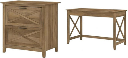 Bush Furniture Key West 2-Drawer Lateral File & Writing Table Set, Modern Farmhouse Home Office