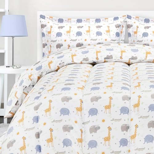 Utopia Bedding All Season Safari Comforter Set with 2 Pillow Cases, 3 Piece Soft Brushed Microfiber Kids Bedding Set for Boys/Girls, Machine Washable (Twin)