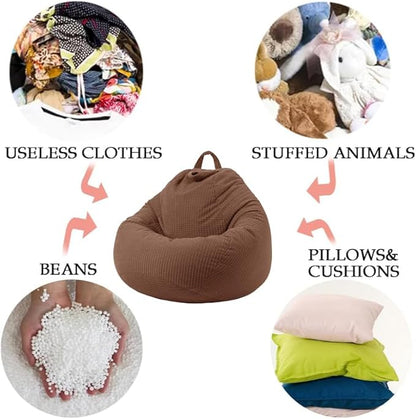 3 Ft Bean Bag Chair Cover (No Filler) Stuffed Animal Storage Bean Bag Cover for Pets Dogs/Cats Bed Corduroy Stuffed for Organizing Plush Toys
