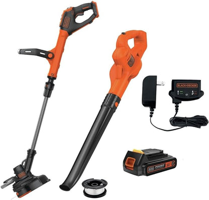 Black & Decker LSW221LSTE525-BNDL 20V MAX Cordless Sweeper Kit and 20V MAX EASYFEED 12 in. Cordless String Trimmer/Edger Kit with 3 Batteries (1.5 Ah) Bundle