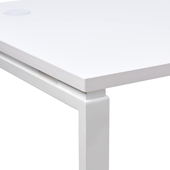 OSP Home Furnishings 60” Writing Desk with White Laminate Top & White Finish Metal Legs, 60