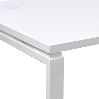 OSP Home Furnishings 60” Writing Desk with White Laminate Top & White Finish Metal Legs, 60