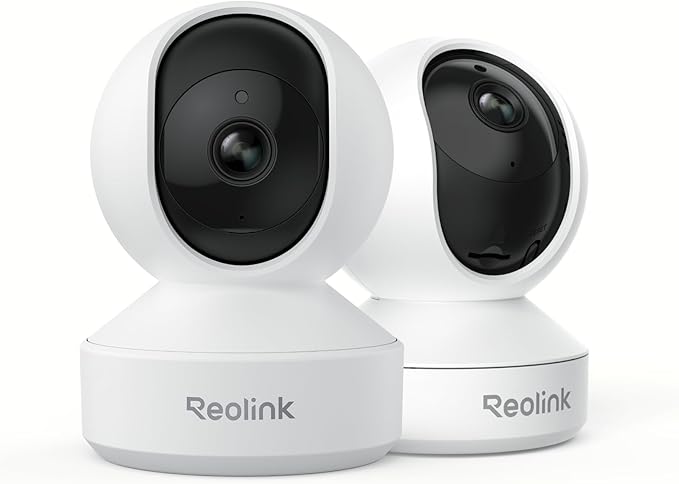 REOLINK Indoor Security Camera, 2.4/5 GHz WiFi, 5MP 360 Degree Pet Camera with Auto Tracking, Person/Pet Detection, Local Storage, 2 Way Talk, Ideal for Baby/Dog Monitor, Plug-in, E1 Pro 2 Pack (New)