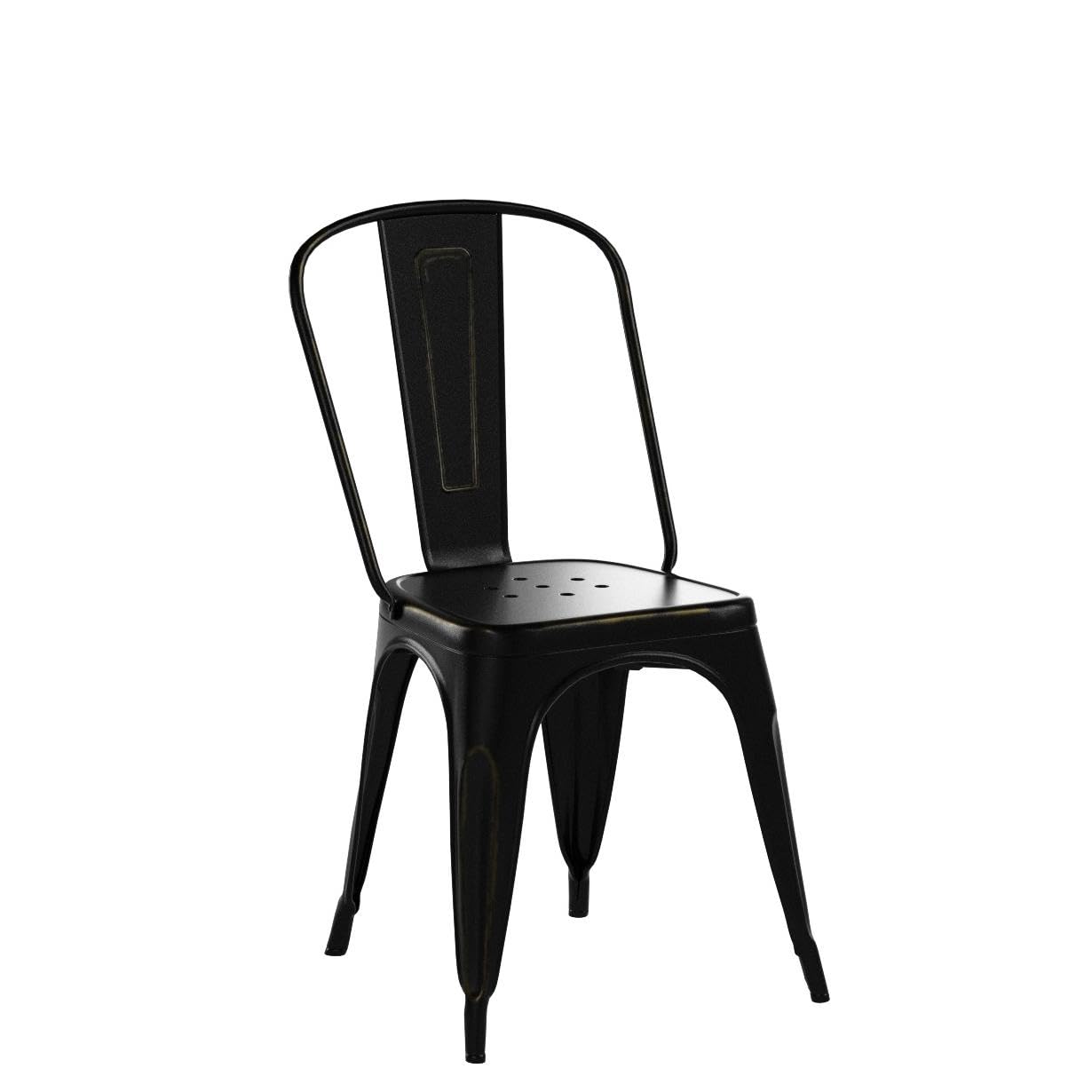 Furmax Metal Dining Chair Indoor Outdoor Use Stackable Chic Side Classic Trattoria Metal Chairs Set of 4 for Kitchen, Dining Room, Bistro and Cafe (Distressed White)
