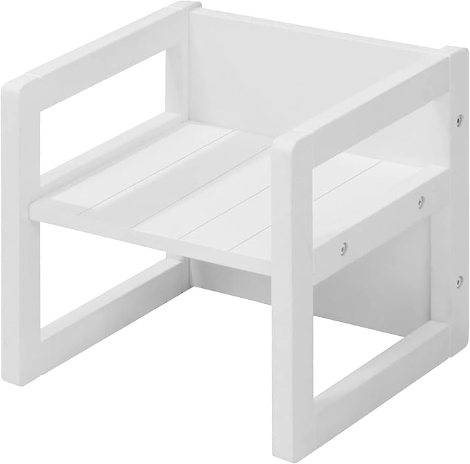 Roba: Country-Farmhouse Chair: White Wood - Chic Children’s Chair, Adjustable Seat Height, Converts Into A Table, Toddler & Kids, Ages 2+
