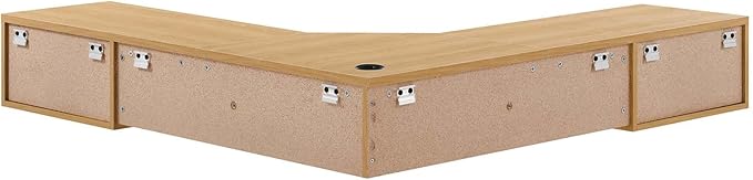Modway Render 60" Mid-Century Modern Wall-Mount Corner Office Desk in Oak
