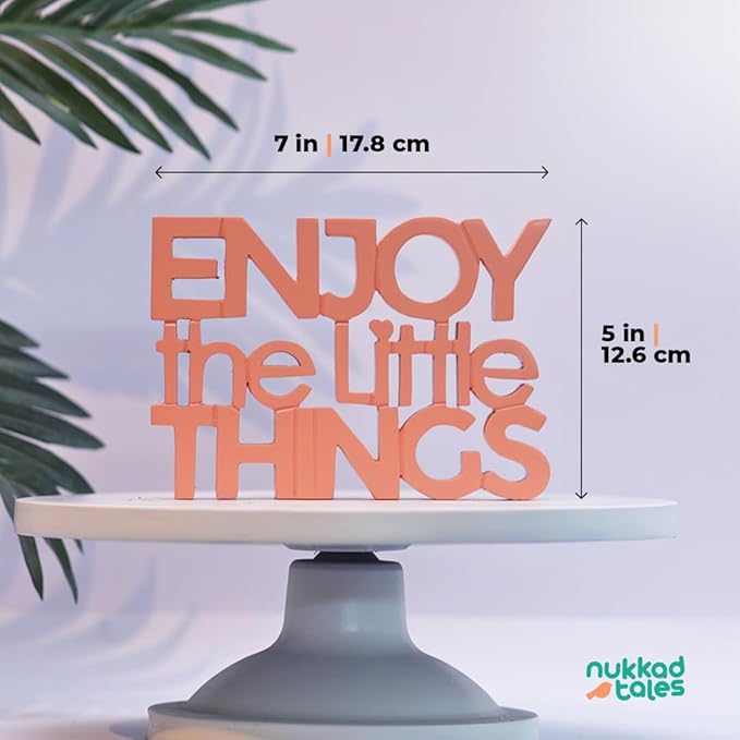 Enjoy The little things - Pink Table Decor: Perfect for Home, Office, Desk, or Shelf. Quirky Room Decoration Showpiece for Birthday, Corporate Gifts, and Inspiring Wall Decor.