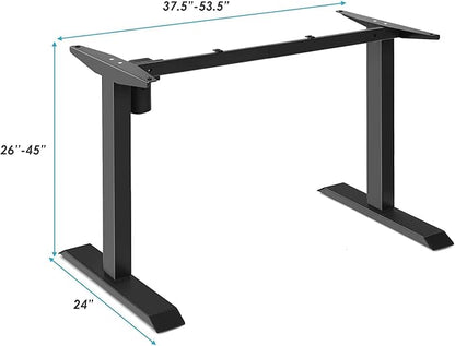 Electric, Single Motor Height Adjustable 2 Button Controller, Table Base for Work Home Office Computer Workstation Standing Desk Frame, Black
