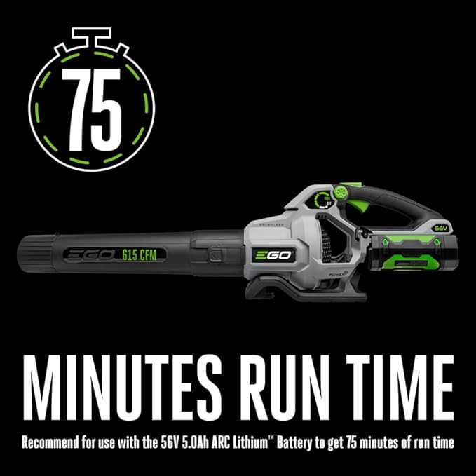 EGO Power+ LB6150 615 CFM Variable-Speed 56-Volt Lithium-ion Cordless Leaf Blower - Battery and Charger Not Included, black