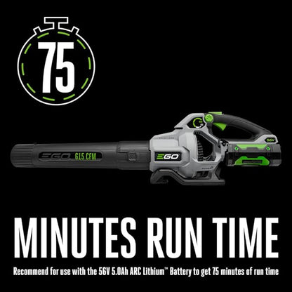 EGO Power+ LB6150 615 CFM Variable-Speed 56-Volt Lithium-ion Cordless Leaf Blower - Battery and Charger Not Included, black