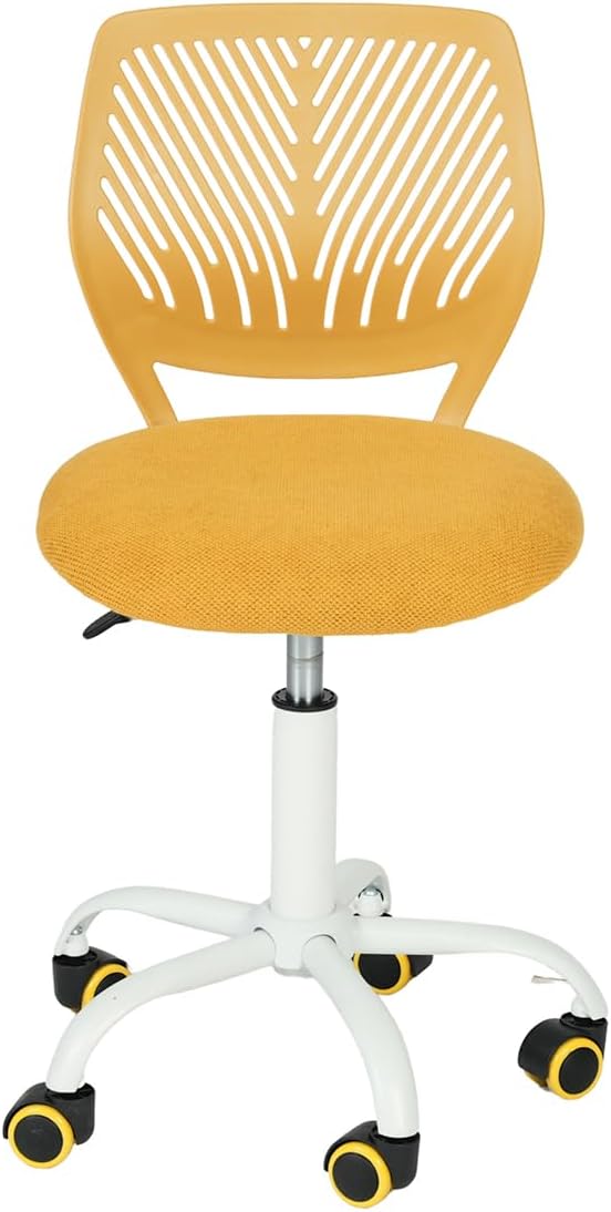 FurnitureR Writing Task Chair for Teens Boys Girls 360 Rolling Wheels Fabric Soft Pad Seat Breathable Backrest, Height Adjustable Liftup 29.5"-34.3", Lime Yellow