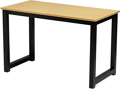Computer Writing Desk 47 inch,Modern Simple Style PC Table, Black Metal Frame, Sturdy Home Office Table,Oak