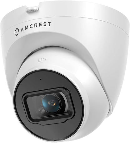 Amcrest UltraHD 4K (8MP) Outdoor Security IP Turret PoE Camera, 3840x2160, 98ft NightVision, 2.8mm Lens, IP67 Weatherproof, MicroSD Recording (256GB), White