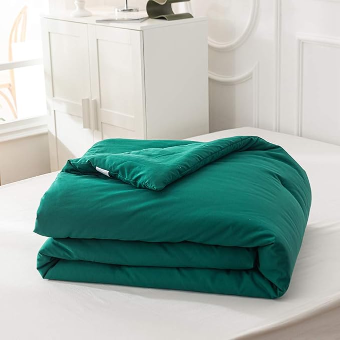 Green Comforter Set King Dark Green Bedding Set Soft Lightweight Pure Emerald Green Comforter Men Women Durable Green King Blanket Breathable Green Comforter Set Solid Green Bed Comforter