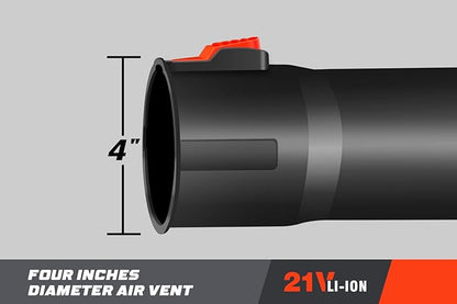 21V Cordless Leaf Blower, 350CFM 150MPH Electric Leaf Blower (4.0Ah Battery & Charger Included), 6 Variable Speeds, Lightweight for Lawn Care, Snow, Yard, Debris and Dust