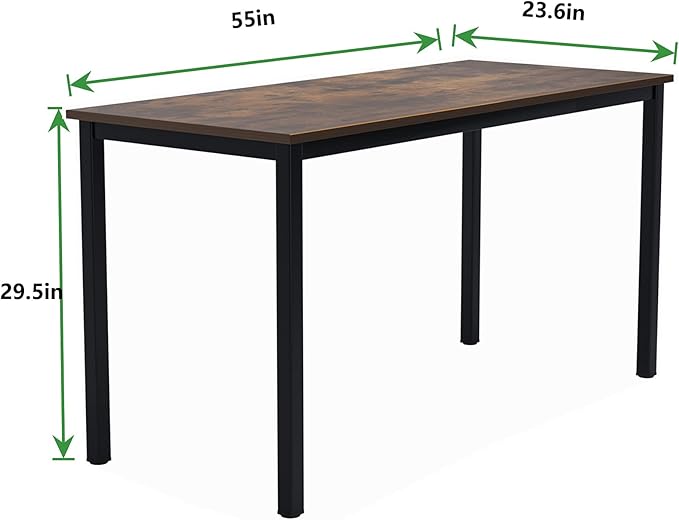 SogesGame Computer Desk, 55.1 inches Office Desk Computer Table Study Writing Desk Workstation for Home Office Dining Table Retro