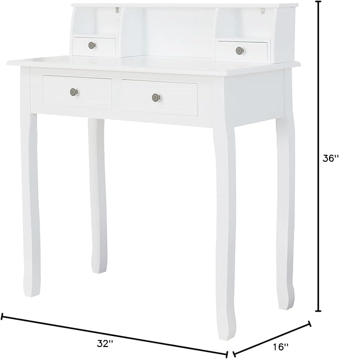 DMAITH Writing Desk with Hutch, 32 Inch Home Office Desk with Drawers, Study Table Computer Desk for Student, Makeup Dressing Table for Bedroom