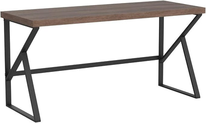 HSH Large Computer Desk, Industrial Modern Home Office Desk, Wooden and Metal PC Desk for Work Writing Study Gaming Bedroom, Farmhouse Vintage Computer Table Executive Workstation, Rustic Oak 60 Inch