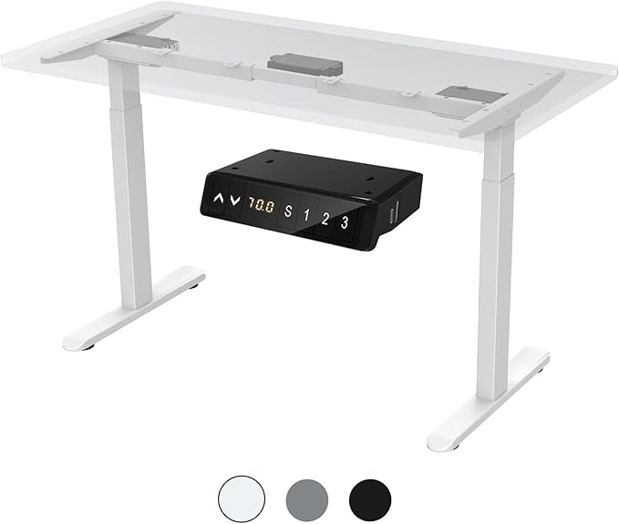 AIMEZ0 Dual Motor Electric Sit Stand Desk Standing Desk Frame Adjustable Height 27.4-45.6 inches Motorized Standing Computer Desk for Home and Office (White Frame only)