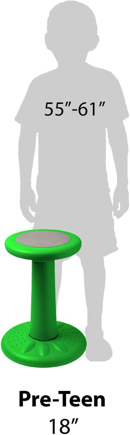 Studico ActiveChairs Kids Wobble Stool, Flexible Elementary Classroom Seating, Improves Focus, Posture and Helps ADHD/ADD, Sensory Chair, Active Fidget Chairs, Pre-Teen 17.75" Chair, Ages 7-12, Green