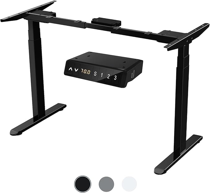 AIMEZ0 Dual Motor Sit Stand Desk Adjustable Electric Standing Desk Frame with LCD Touch Screen Adjustable Height 27.4-45.6 inches for Home & Office Table Black