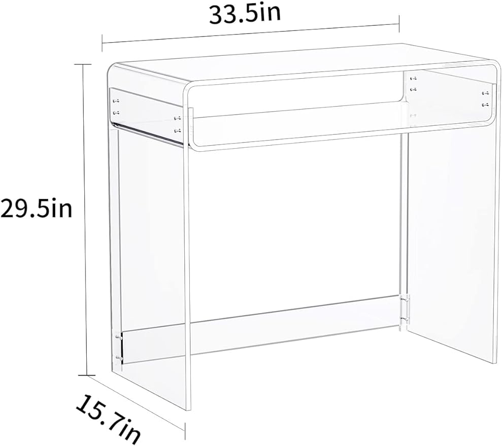 Acrylic Desk Laptop Study Table Home Office Console Table Entrance Table, 33.5'' x 15.7'' x 29.5'' (Clear)